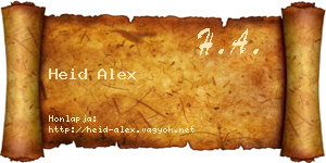 Heid Alex névjegykártya